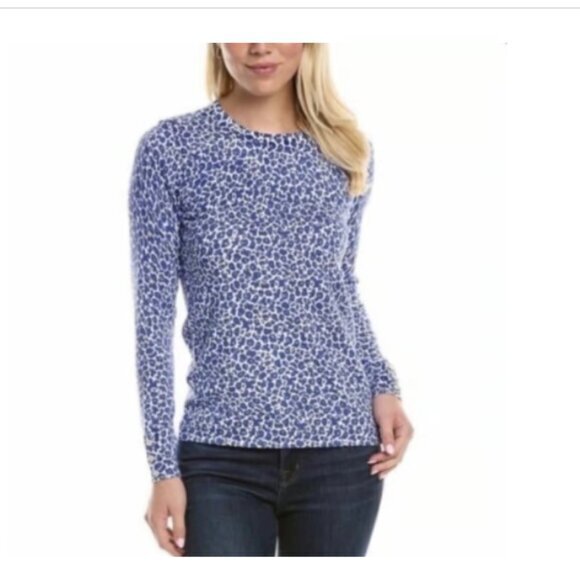 J. McLaughlin Lenny Sweater Blue Yellow White Light Sweater Size Large - Picture 1 of 12